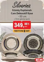 SİLVERİNA GÜMÜŞ KAPLAMALI CAM DEKORATİF KASE